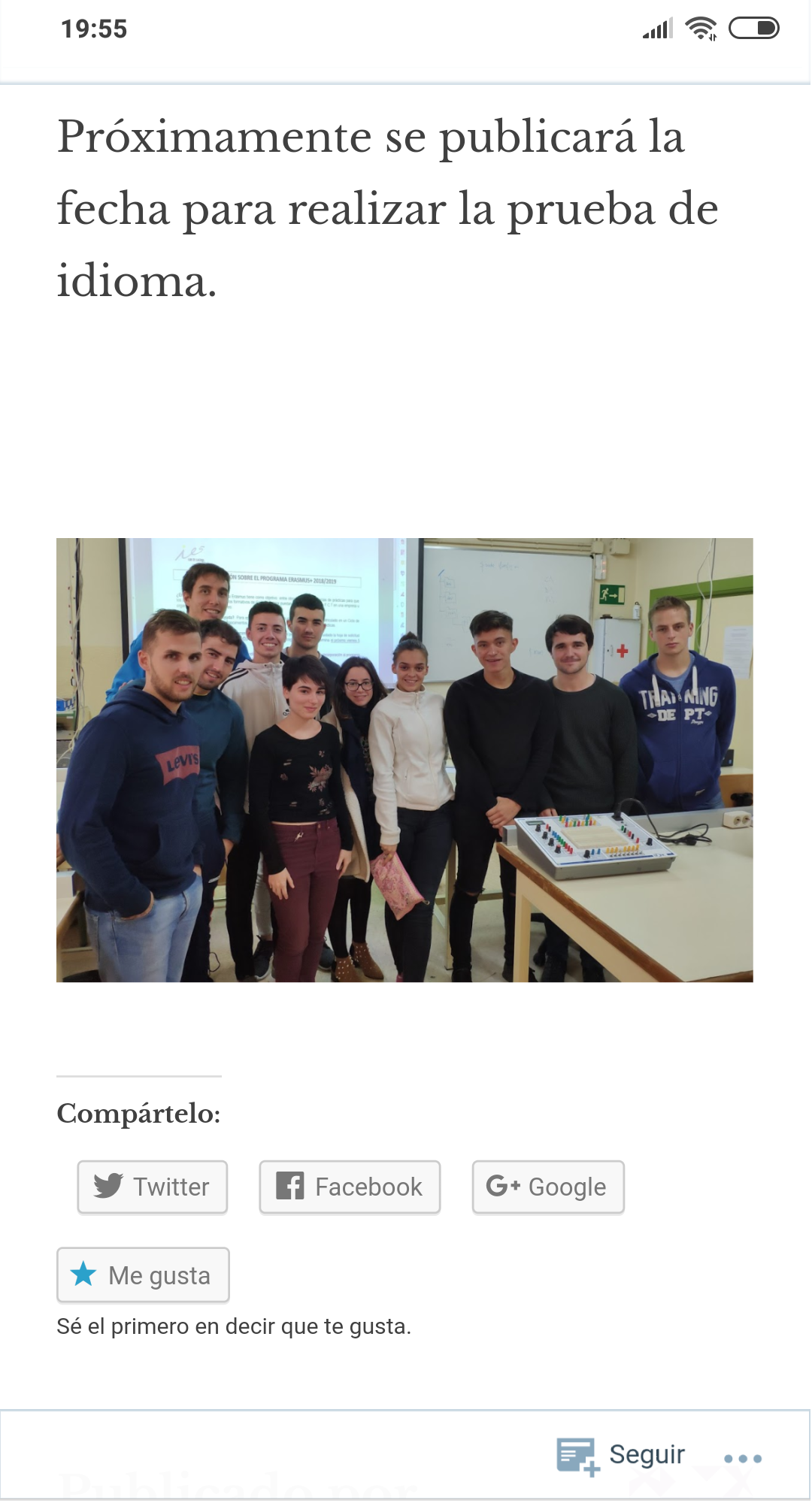 Vista del blog en un móvil